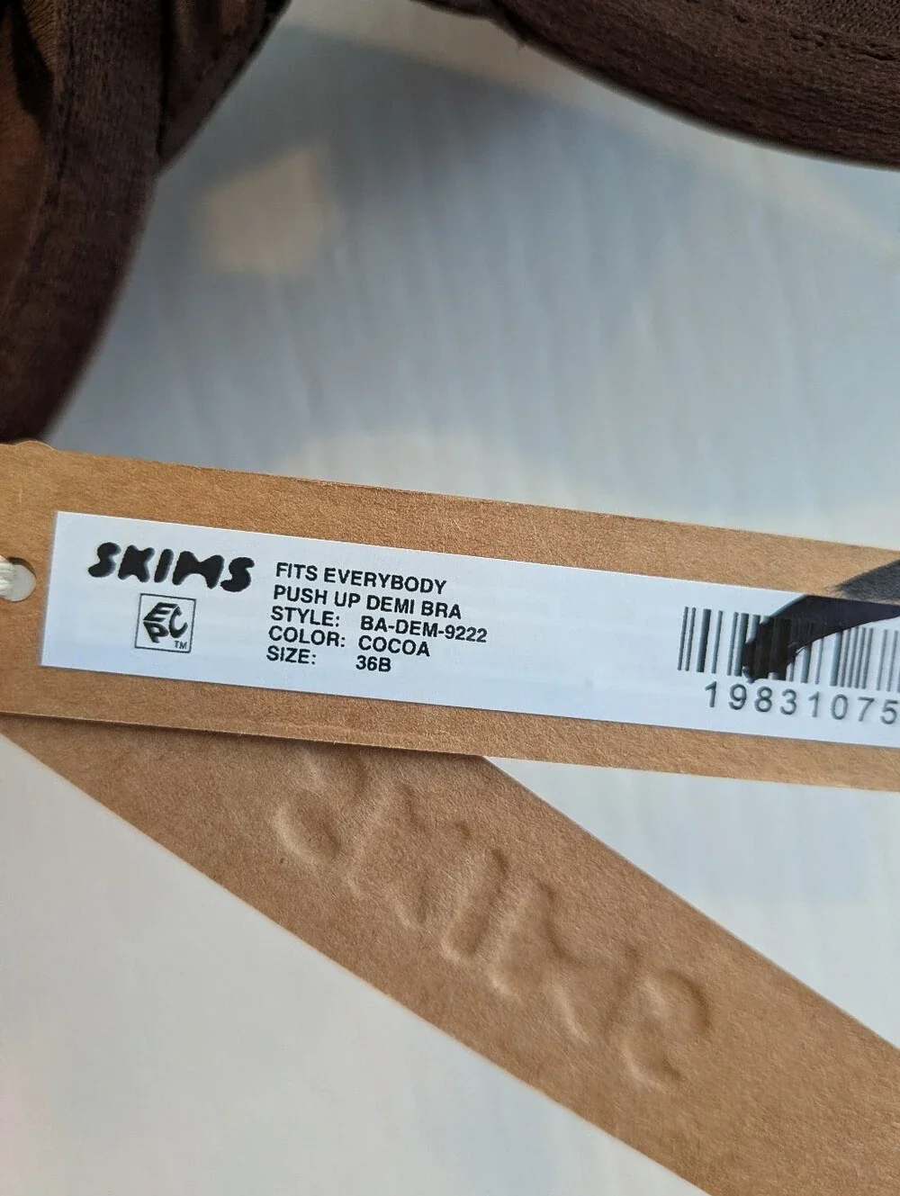 Skims Fits Everybody Push-Up Demi Bra in Cocoa Chocolate Brown Size 36B NWT - Picture 10 of 13